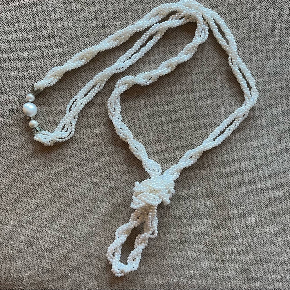 Vintage pearl twisted multi chain necklace